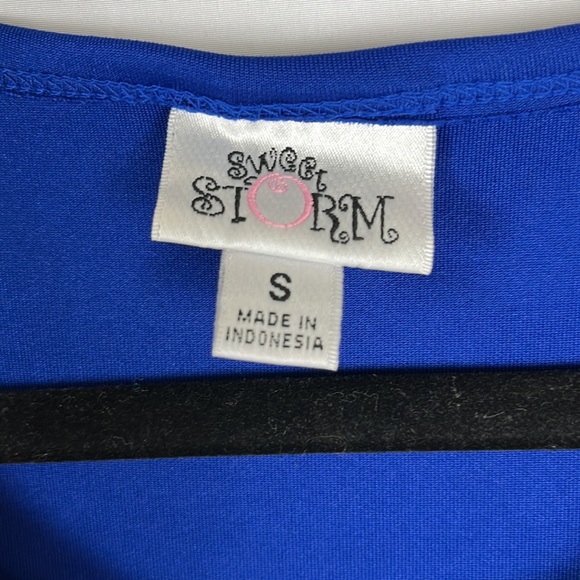 Sweet Storm Open Shoulder Royal Blue Dress Women's Size Small - Picture 4 of 8